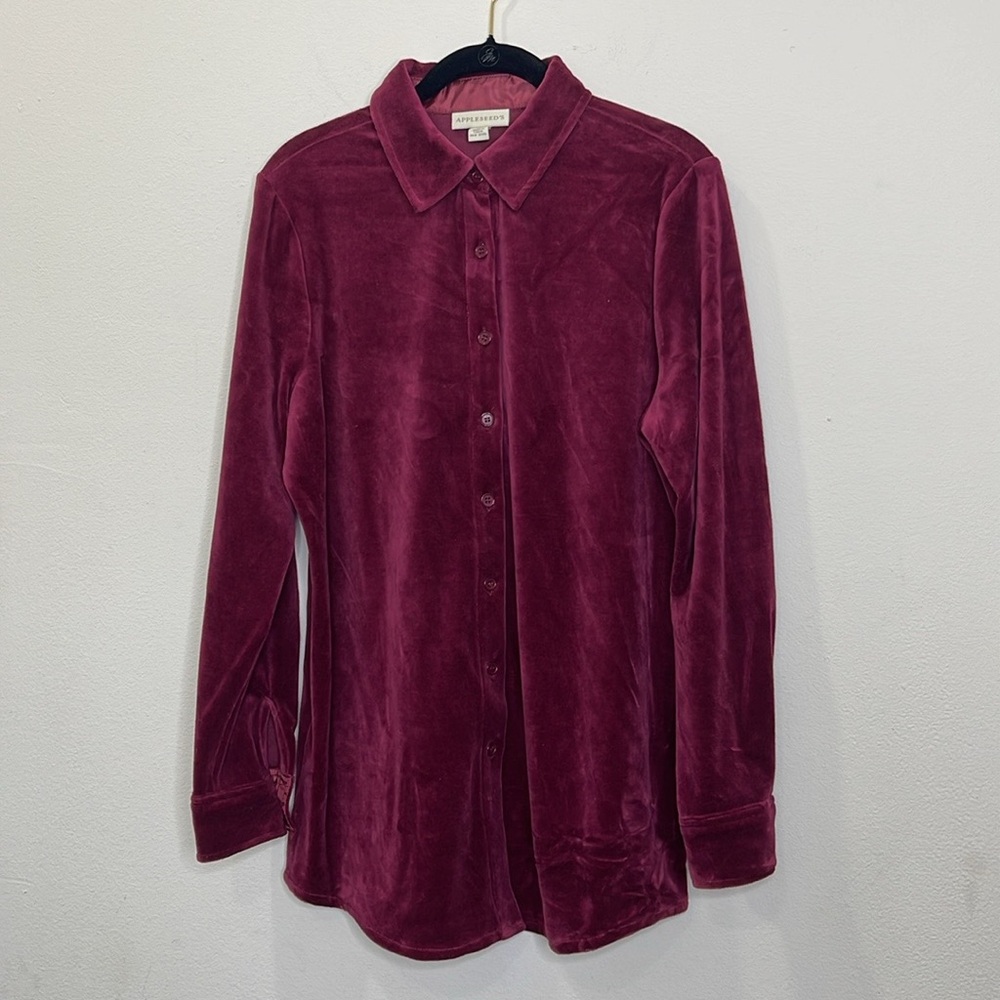 Appleseed’s Long Sleeve Burgundy Velvet Top